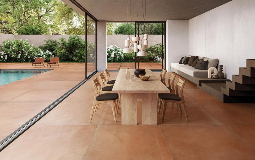 Realizace Dlažba v chlové barvě Crete Terracota 100x100 (Cerdomus)