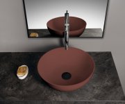 Polysan Banera Round Umyvadlo Na Desku, Litý Mramor, Průměr 39cm, Hnědá Mat