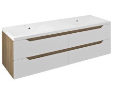 Sapho Wave Dvojumyvadlová Skříňka 149,7x50x47,8cm, Bílá/dub Cuneo