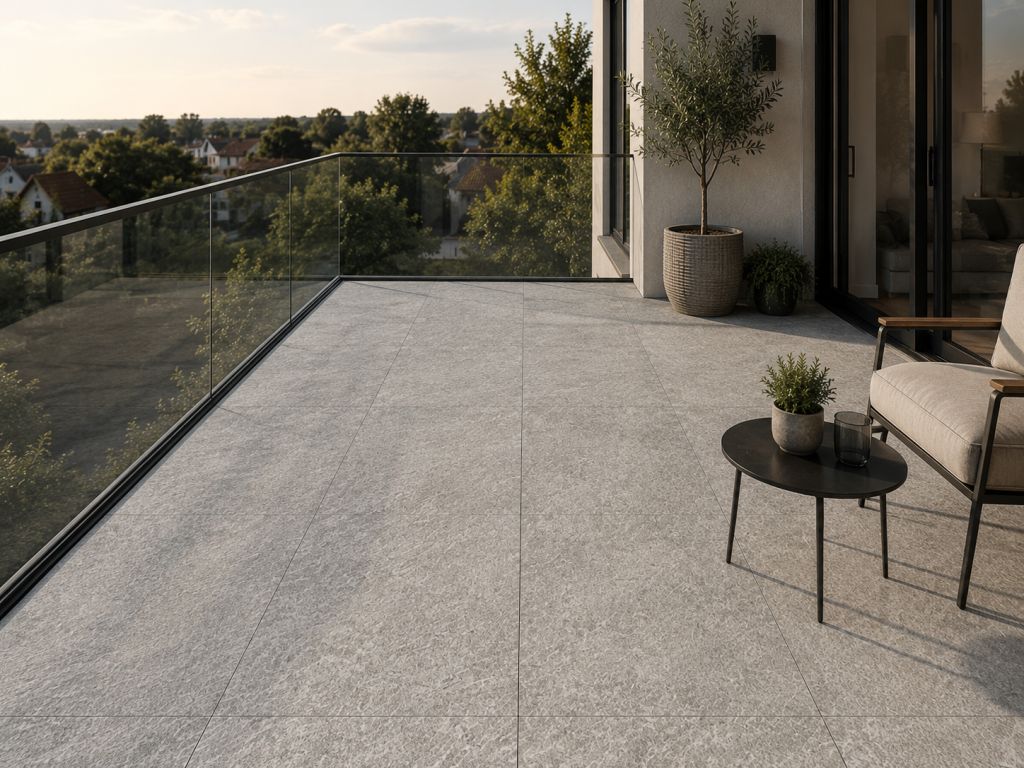 Realizace Balkon s dlažbou Sintesi Borgogna Beige 