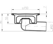 326xn-pv Neptun Boční D50/95, Vodní Hladina, Nerezová Mřížka 150x150mm 04880-PVB50NX-95