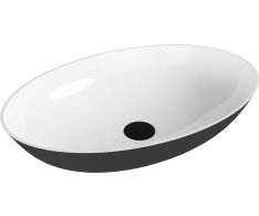 Polysan Banera Oval Umyvadlo Na Desku, Litý Mramor, 60x40cm, Bílá/antracit Mat
