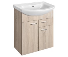 Aqualine Zoja Umyvadlová Skříňka 61,5x74x32cm, 2x Dvířka, 1x Zásuvka, Dub Platin