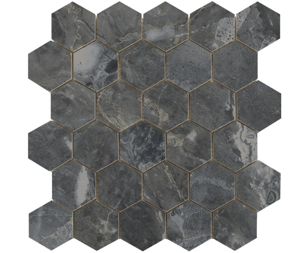 Dlažba jako mramor Cifre Luxury Hexagon Dark 26x27 Luc. - antracitová