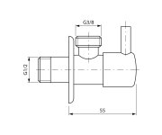 Sapho Rohový Ventil Kulatý, 1/2"x3/8", Gun Metal