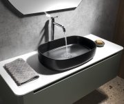 Isvea Infinity Oval Keramické Umyvadlo Na Desku, 55x36cm, černá Mat