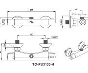 Ippari, Teleskopické Rameno S Termo Baterií Pulzar (150mm) A Kompletní Sprchovou Sadou (sprchy Thin 300mm, Air R100) TO-PU3130-SET2
