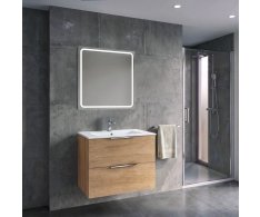 Sapho Set Koupelnová Skříňka Cirasa 70cm S Umyvadlem A Led Zrcadlem, 2x Zásuvka, Dub 