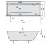 Polysan Cleo Slim Obdélníková Vana 150x75x48cm, Bílá
