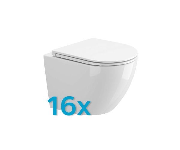 Mereo Wc Závěsné Kapotované, Rimless, 490x370x360, Keramické, Vč. Sedátka Css123, 16ks