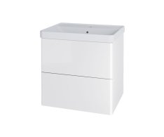 Mereo Siena, Koupelnová Skříňka S Keramickým Umyvadlem 61 Cm, Bílá Lesk