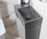 Sapho Crest L Betonové Umývátko, Nástěnné, Včetně Výpusti, 40x22cm, černý Granit