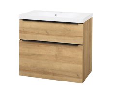 Mereo Mailo, Koupelnová Skříňka S Umyvadlem Z Litého Mramoru 81 Cm, Dub Riviera, čer