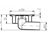 326n-pv Boční D50/95, Nerezová Mřížka 150x150mm 04880-DN50-95N
