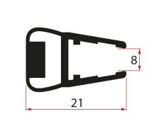 Gelco Magnetické Těsnění Ploché, Sklo 8mm, 2000mm, černá
