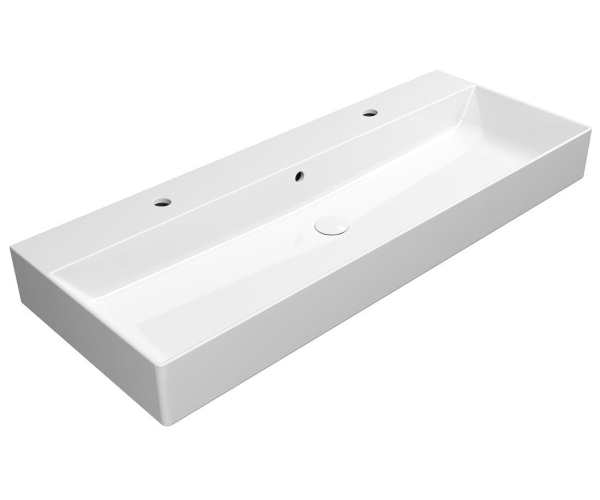 Gsi Kube X Keramické Dvojumyvadlo 120x47cm, Broušená Spodní Hrana, Bílá Extraglaze