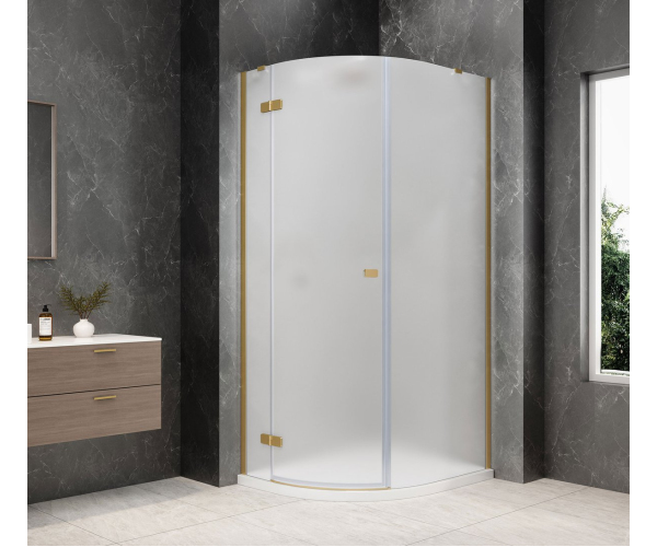 Polysan Globe Gold Matt čtvrtkruhový Sprchový Kout 900x1000mm, Matné Sklo, Levé