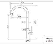 Steel Dui, Dřezová Stojánková Baterie, Kartáčovaný Nerez KI121001