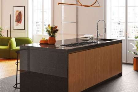 Tmavá dlažba Gigacer Inclusioni Soave Vulcano Soft 120x120cm