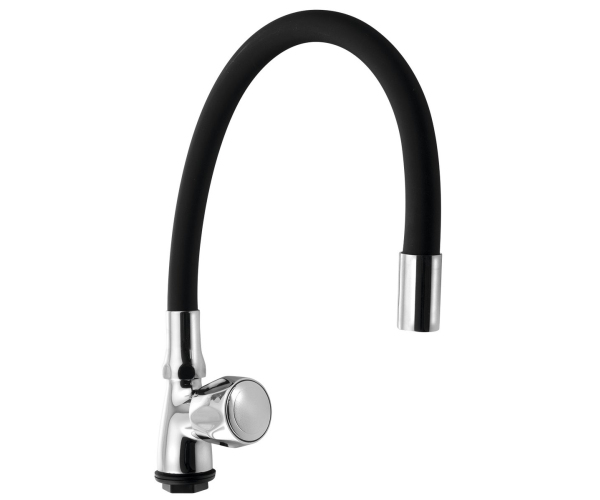 Aqualine Stojánkový Ventil 1/2", Flexibilní Ramínko, Chrom/černá Mat