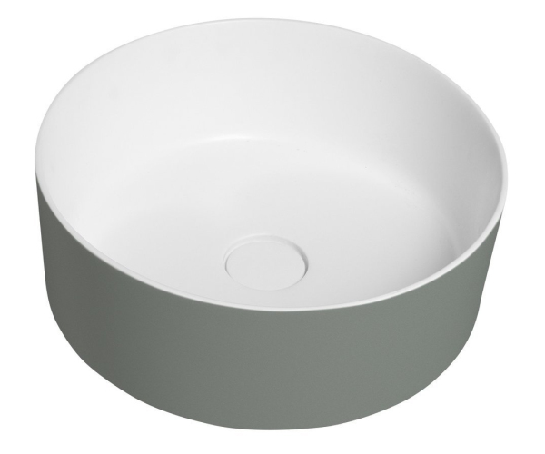 Sapho Thin Umyvadlo Na Desku, Rockstone, ø 38 Cm, Bílá Mat/verde