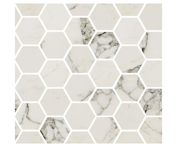 Dlažba jako kámen Fioranese Prestige Mosaico EXA Arabescato Effect 30x30 Luc. Rett. - bílá