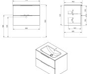 Sapho Set Koupelnová Skříňka Cirasa 70cm S Umyvadlem A Led Zrcadlem, 2x Zásuvka, Bílá Lesk