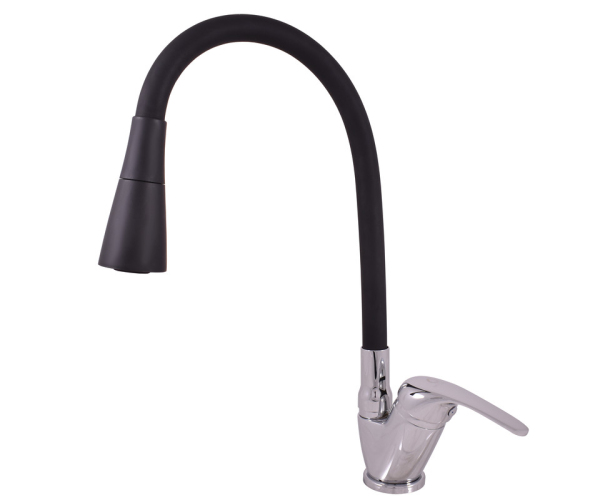 SÁZAVA - Dřezová baterie s flexibilním ramínkem chrom/černá 1/2" SA006.5/13 SA006.5/13