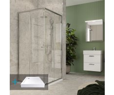 Mereo Kora Lite Sprchový Set: Sprchový Kout 80x80x185cm, Chrom Alu, Sklo čiré, 80 Cm, 