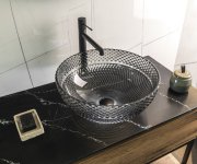 Sapho Marac Skleněné Gravírované Umyvadlo Na Desku ø 39,5cm, černá
