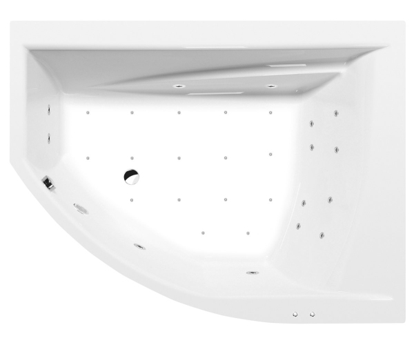 Polysan Tandem R Hydromasážní Vana, 170x130x50cm, Active Hydro-air, Chrom