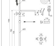 Ippari, Teleskopické Rameno S Baterií Venus (150mm) A Kompletní Sprchovou Sadou (sprchy Thin, Evve) VEN3131-SET5