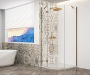 Gelco Trinity Gold Matt čtvrtkruhový Sprchový Kout 900x900mm, čiré Sklo, Levé