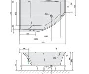 Polysan Tandem L Hydromasážní Vana, 170x130x50cm, Active Hydro-air, Chrom