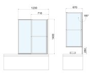 Polysan Olbia Vanová Zástěna S Pneumatickým Zdvihem, š. 1230mm, černá Mat, čiré Sklo