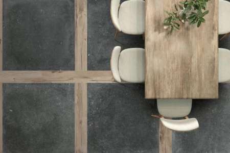 Kombinace dlažeb Nordik Stone Black a Nordik Wood Beige