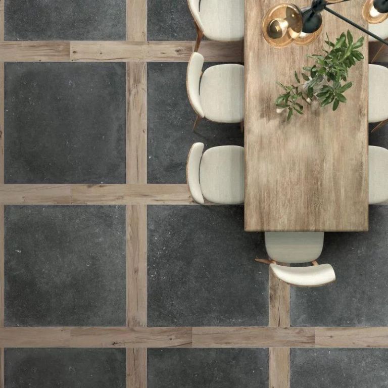 Realizace Kombinace dlažeb Nordik Stone Black a Nordik Wood Beige(výrobce Flaviker)