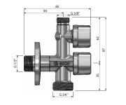 Arco Kombinovaný Pračkový Ventil S Odbočkou 1/2"x3/4"x3/8", Anticalc, Chrom