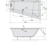 Polysan Triangl R Slim Asymetrická Vana 180x120x50cm, Bílá