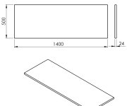 Sapho Plato Deska Rockstone 1400x24x500mm, Bílá Mat