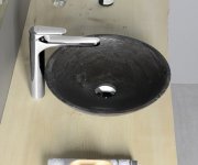 Sapho Blok 1 Kamenné Umyvadlo Na Desku ø 40cm, Matný Tmavý Kámen