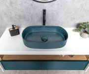Isvea Infinity Oval Keramické Umyvadlo Na Desku, 55x36cm, Zelená Petrol