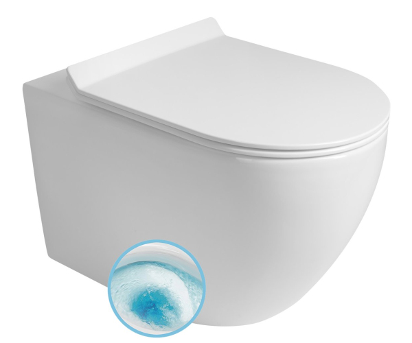 Aqualine Carlo Závěsná Wc Mísa, Vortex Rimless, 36x53cm, Bílá