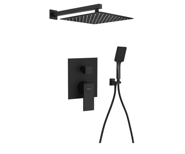Sapho Cubemix Podomítkový Sprchový Set S Pákovou Baterií, 2 Výstupy, Vyústění, černá Mat