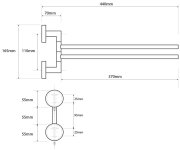 Sapho X-steel Dvojitý Držák Ručníků Otočný 370mm, Nerez Mat
