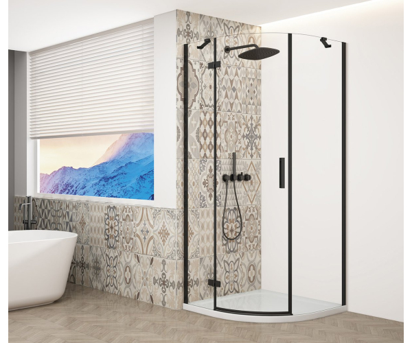 Gelco Trinity Black čtvrtkruhový Sprchový Kout 900x900mm, čiré Sklo, Levé