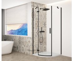 Gelco Trinity Black čtvrtkruhový Sprchový Kout 900x900mm, čiré Sklo, Levé