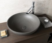 Sapho Turf Betonové Umyvadlo Na Desku, Včetně Výpusti, ø 44cm, černý Granit