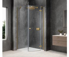 Polysan Globe Gold Matt čtvrtkruhový Sprchový Kout 900x1000mm, čiré Sklo, Pravé