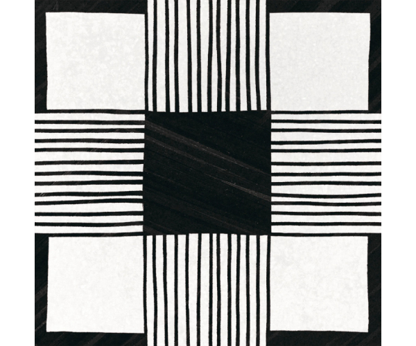 Vzorovaná dlažba Equipe Caprice Deco Cloth B&W 20x20